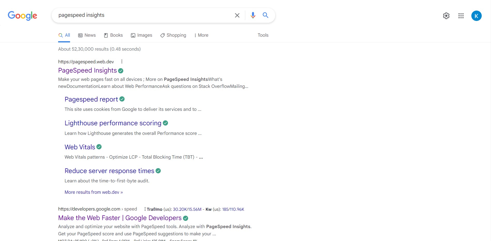 Search PageSpeed Insights